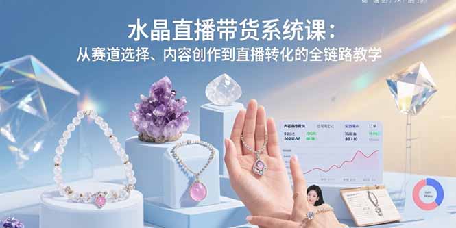 [直播玩法]（15721期）水晶直播带货系统课：从赛道选择、内容创作到直播转化的全链路教学