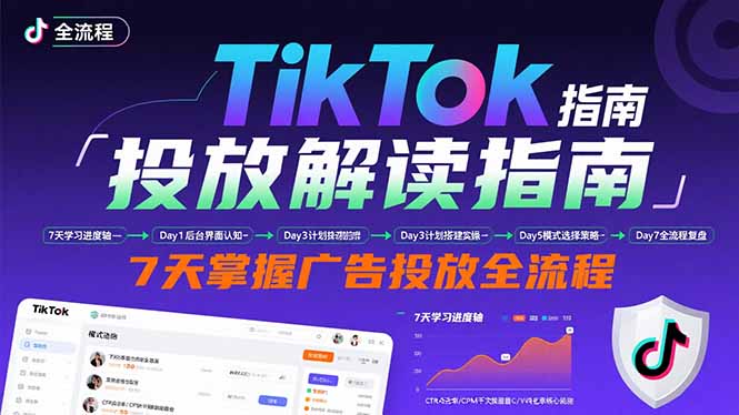 [跨境电商]（15753期）TikTok投放解读指南：后台操作/计划建立/模式选择，7天掌握广告投放全流程