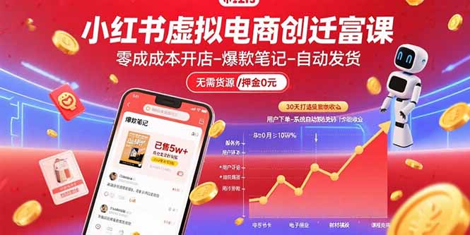 [小红书]（15749期）小红书虚拟电商创富课：零成本开店/爆款笔记/自动发货,30天打造被动收入-第1张图片-智慧创业网