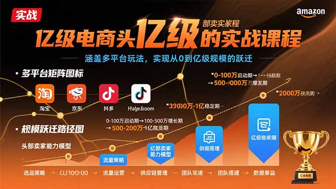 [国内电商]（15803期）亿级电商头部卖家的实战课程：涵盖多平台玩法，实现从0到亿级规模的跃迁-第1张图片-智慧创业网