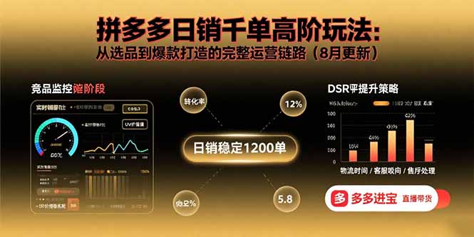 [国内电商]（15850期）拼多多日销千单高阶玩法：从选品到爆款打造的完整运营链路（8月更新）