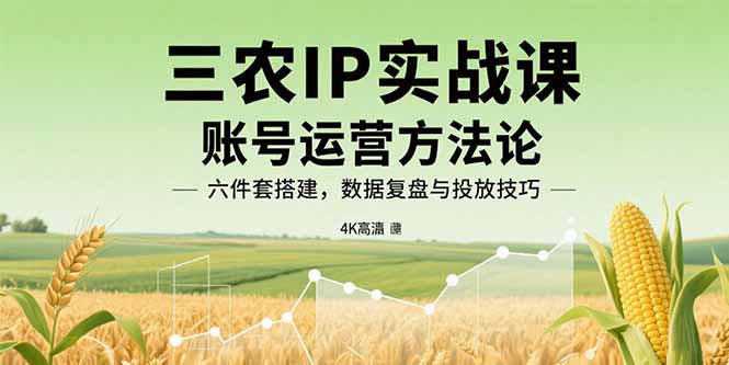 [短视频运营]（15864期）三农IP实战课：账号运营方法论，六件套搭建，数据复盘与投放技巧
