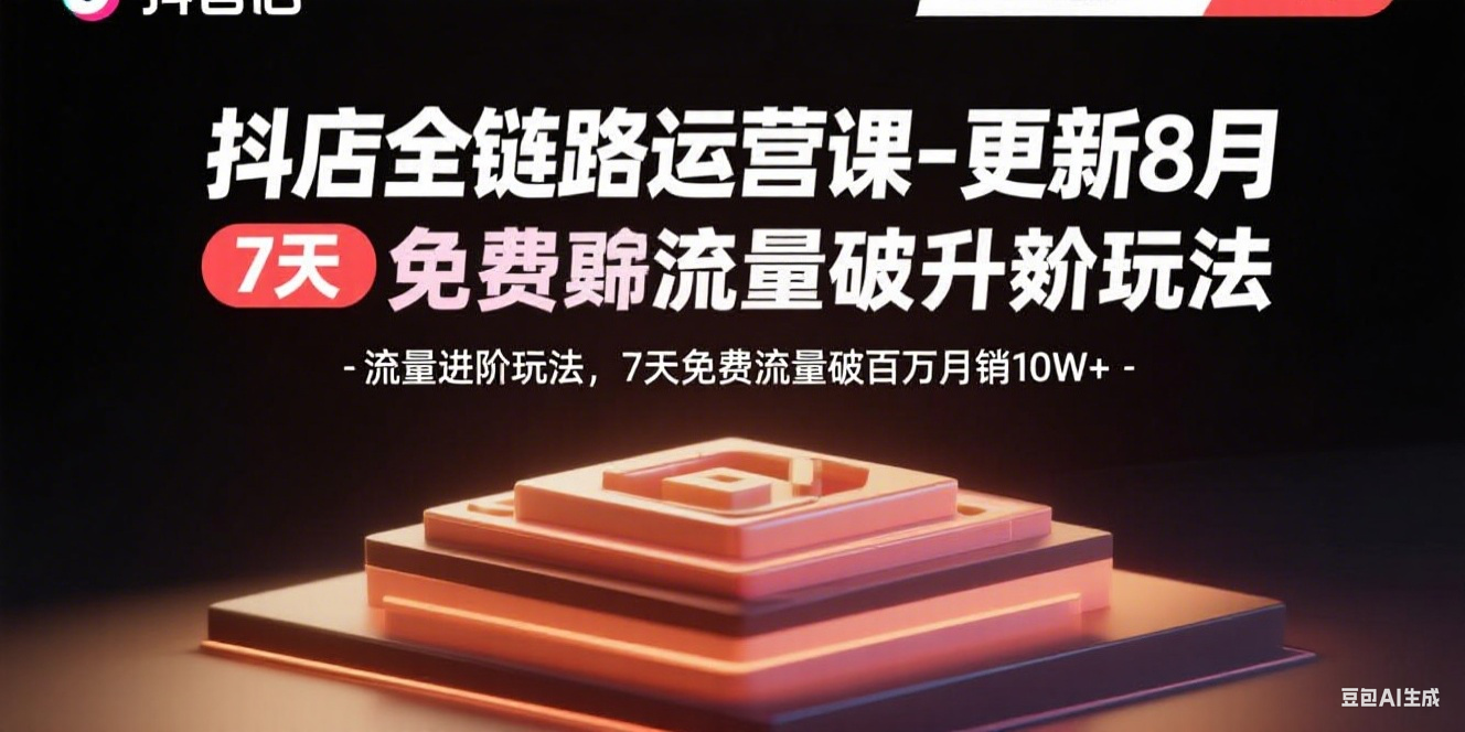 [短视频运营]（15918期）抖店全链路运营课-更新8月：流量进阶玩法，7天免费流量破百万月销10W+-第1张图片-智慧创业网