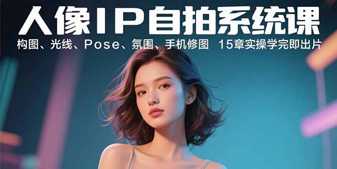 [短视频运营]（15920期）人像IP自拍系统课：构图、光线、Pose、氛围、手机修图 15章实操学完即出片