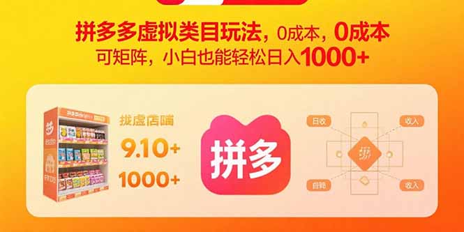 [虚拟项目]（15943期）拼多多虚拟类目玩法，0成本，可矩阵，小白也能轻松日入1000+-第1张图片-智慧创业网