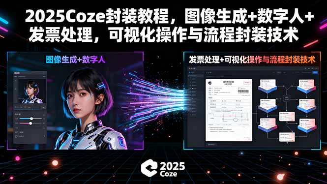[人工智能]（15980期）2025Coze封装教程，图像生成+数字人+发票处理，可视化操作与流程封装技术