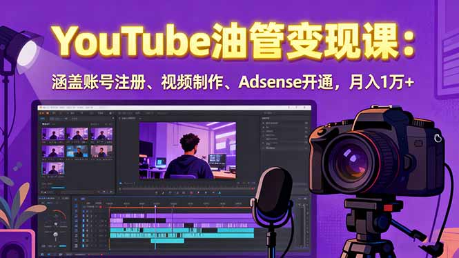 [国外项目]（15987期）2025YouTube油管变现课：涵盖账号注册、视频制作、Adsense开通，月入1万+