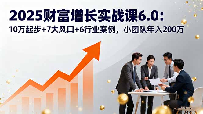 [投资理财]（16004期）2025财富增长实战课6.0：10万起步+7大风口+6行业案例，小团队年入200万