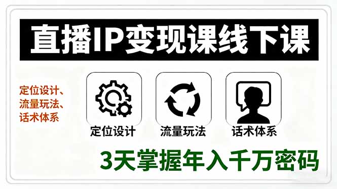 [直播玩法]（16065期）直播IP变现课线下课，定位设计、流量玩法、话术体系，3天掌握年入千万密码-第1张图片-智慧创业网
