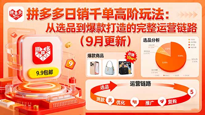 [国内电商]（16100期）拼多多日销千单高阶玩法：从选品到爆款打造的完整运营链路（9月更新）-第1张图片-智慧创业网