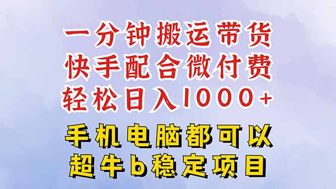 [短视频运营]（16285期）快手黑科技一分钟搬运带货，一刀不剪过原创，微付费投流玩法，轻松日入...-第1张图片-智慧创业网