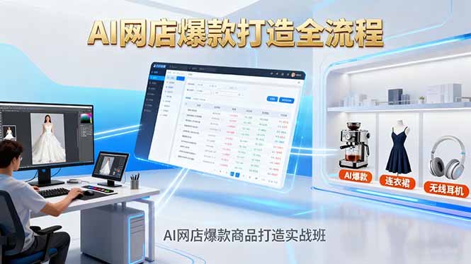 [国内电商]（16326期）AI网店爆款商品打造实战班：AI技术实现商品图智能处理，快速搭建AI网店
