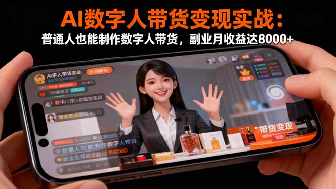 [直播玩法]（16377期）AI数字人带货变现实战：普通人也能制作数字人带货，副业月收益达8000+-第1张图片-智慧创业网