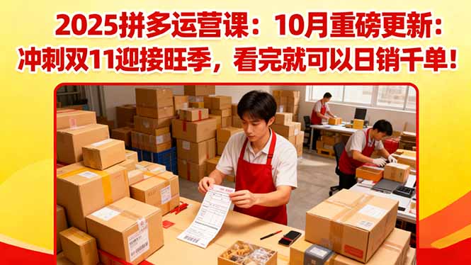 [国内电商]（16400期）2025拼多多运营课：10月重磅更新：冲刺双11迎接旺季，看完就可以日销千单
