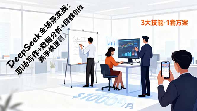 [人工智能]（16418期）DeepSeek全场景实战：职场写作+数据分析+自媒体创作，新手快速月入过万
