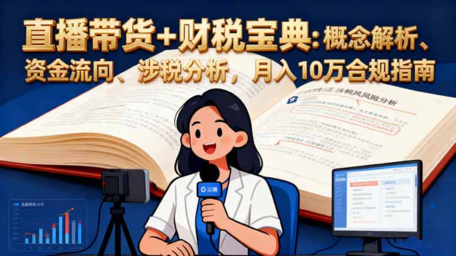 [直播玩法]（16444期）直播带货+财税宝典：概念解析、资金流向、涉税分析，月入10万合规指南