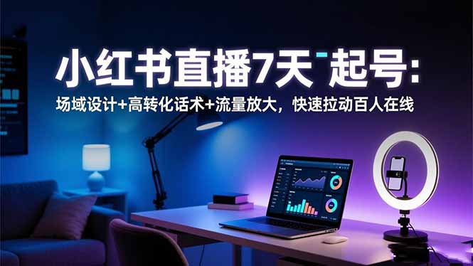 [小红书]（16537期）小红书直播7天起号：场域设计+高转化话术+流量放大，快速拉动百人在线