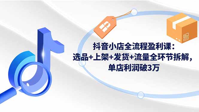 [抖音小店]（16593期）抖音小店全流程盈利课：选品+上架+发货+流量全环节拆解，单店利润破3万