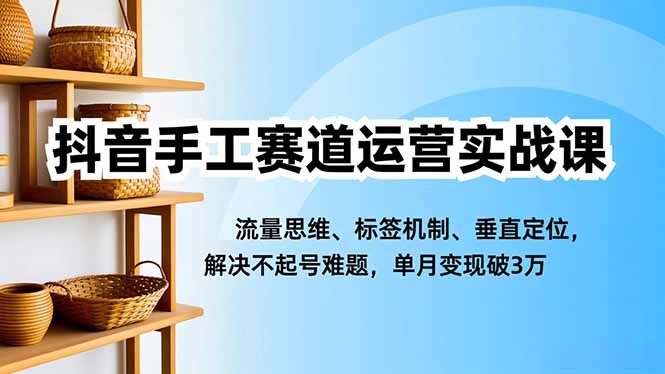 [抖音小店]（16667期）抖音手工赛道运营实战课，流量思维、标签机制、垂直定位，解决不起号难题，单月变现破3万-第1张图片-智慧创业网