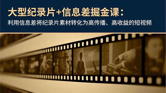 [短视频运营]（16741期）大型纪录片+信息差掘金课：利用信息差将纪录片素材转化为高传播、高收益的短视频-第1张图片-智慧创业网