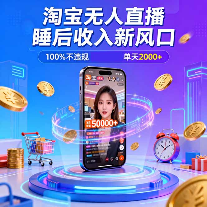 [直播玩法]（16822期）淘宝无人直播，不违规不封号，直播100小时卖了5万，年底旺季！