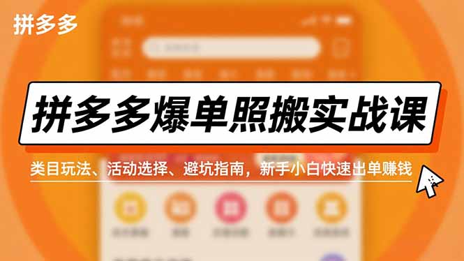 [国内电商]（16838期）拼多多爆单照搬实战课，类目玩法、活动选择、避坑指南，新手小白快速出单赚钱-第1张图片-智慧创业网