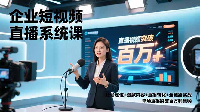 [直播玩法]（16878期）企业短视频直播系统课，账号定位+爆款内容+直播转化+全链路实战，单场直播突破百万销售额