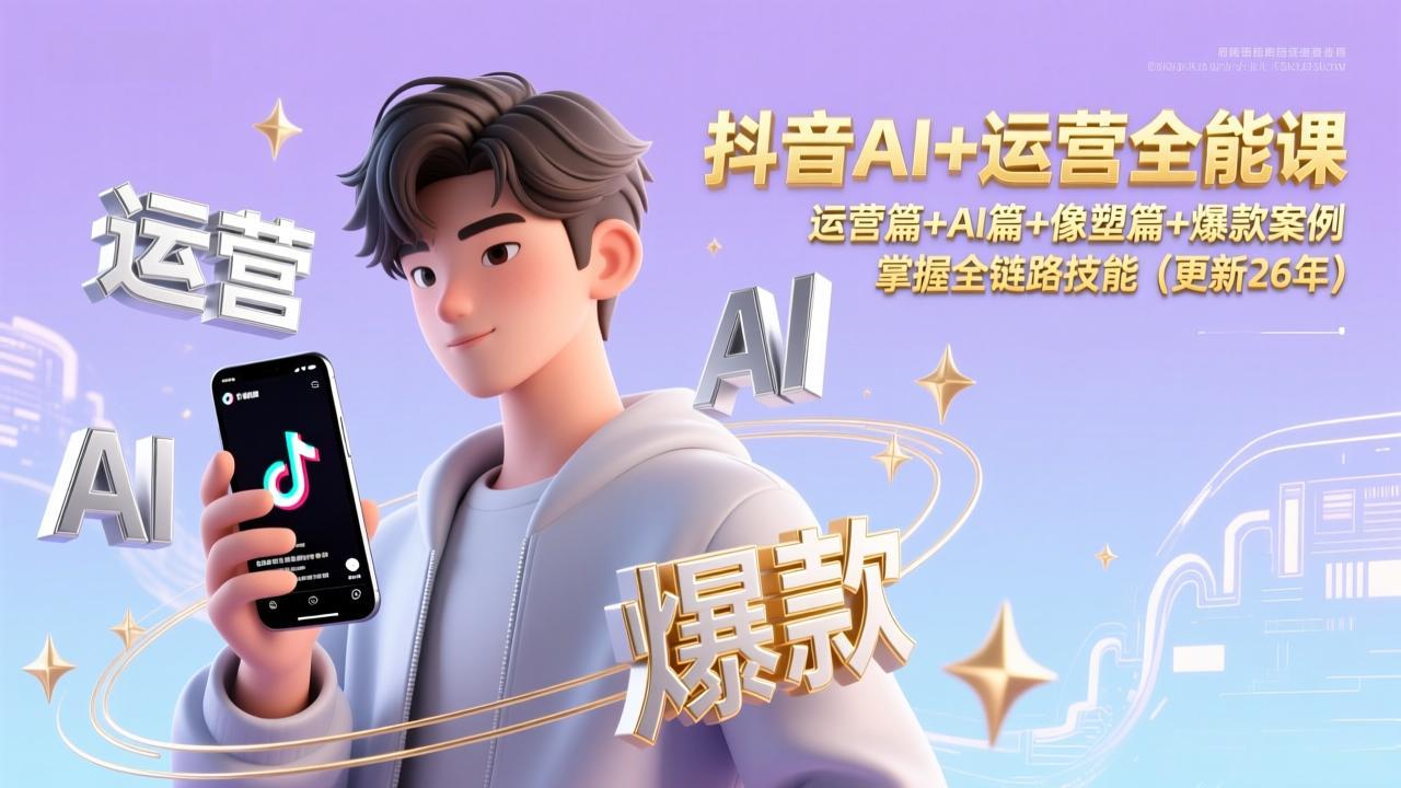 [短视频运营]（17078期）抖音AI+运营全能课，运营篇+AI篇+像塑篇+爆款案例，掌握全链路技能（更新26年）