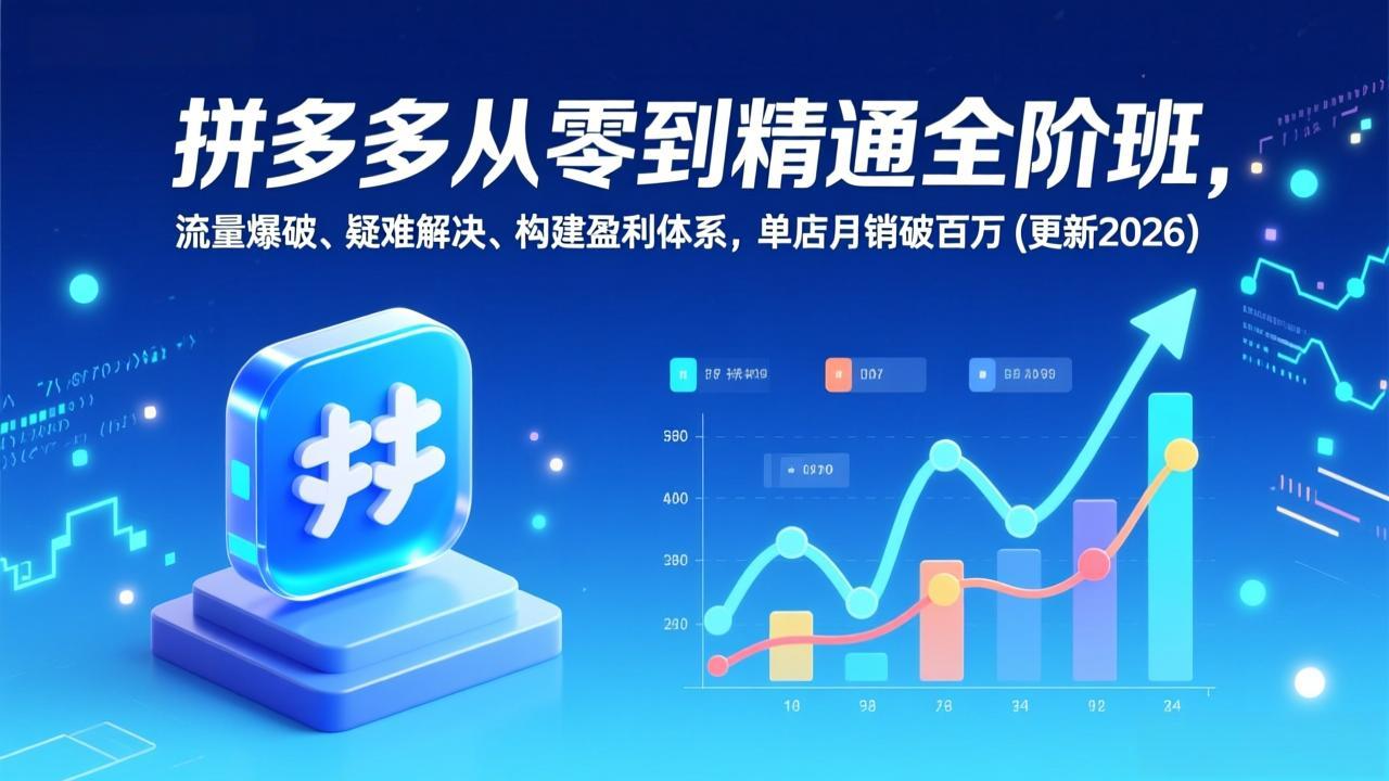 [国内电商]（17148期）拼多多从零到精通全阶班，流量爆破、疑难解决，构建盈利体系，单店月销破百万(更新2026)