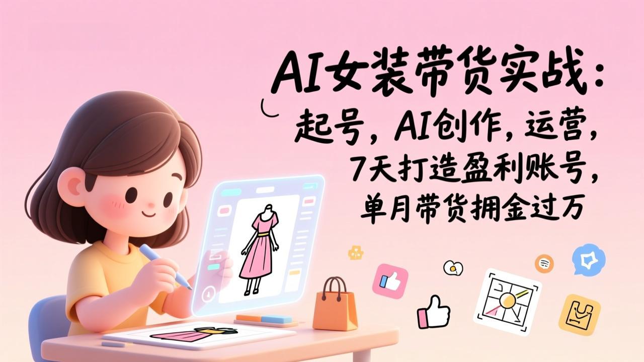 [短视频运营]（17117期）AI女装带货实战班（完结）：起号，AI创作，运营，7天打造盈利账号，单月带货佣金过万