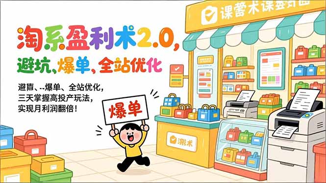 [跨境电商]（17127期）淘系盈利术2.0，避坑、爆单、全站优化，三天掌握高投产玩法，实现月利润翻倍！