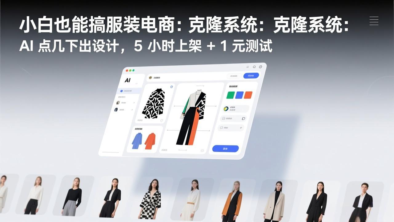 [人工智能]（17411期）小白也能搞服装电商：克隆系统：AI 点几下出设计，5 小时上架 + 1 元测试