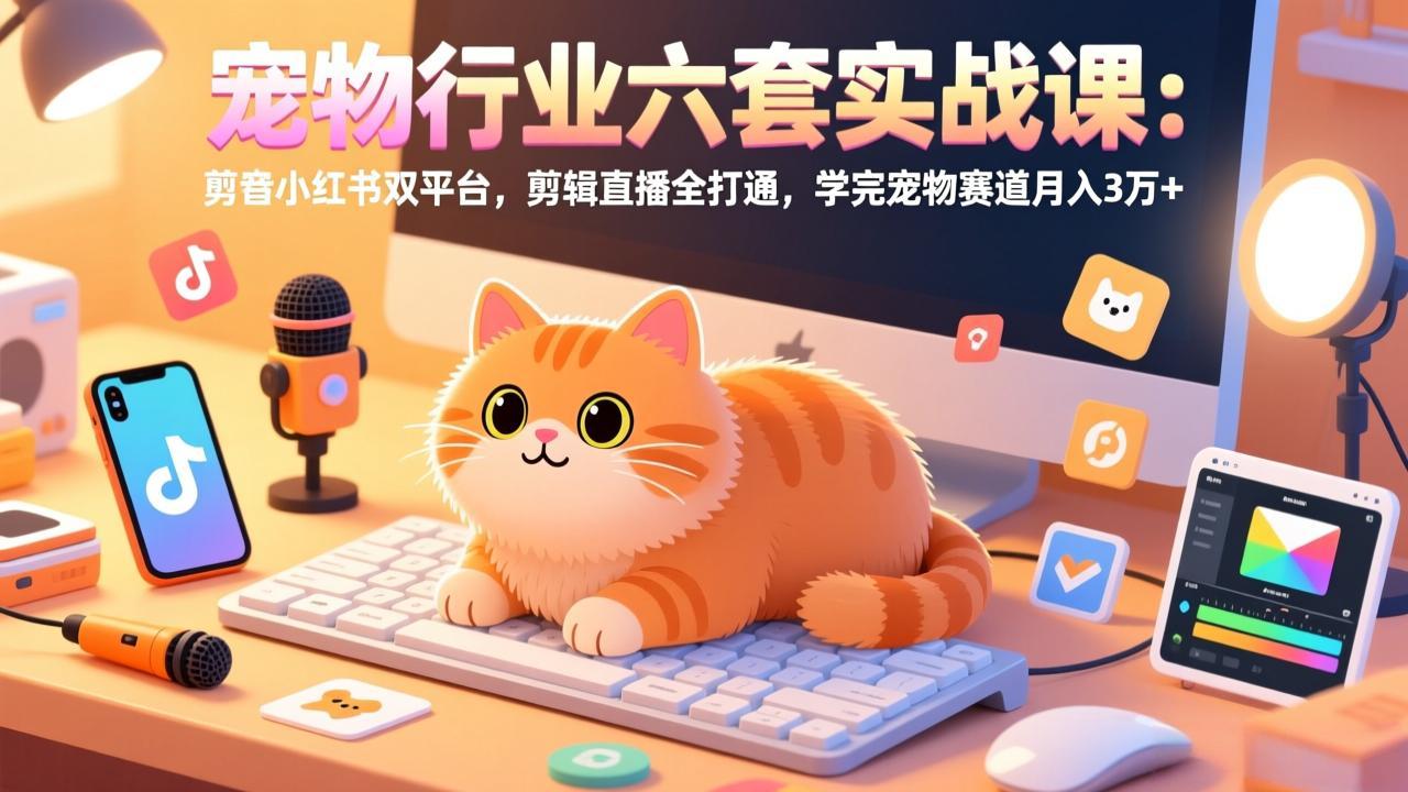 [短视频运营]（17410期）宠物行业六套实战课：抖音小红书双平台，剪辑直播全打通，学完宠物赛道月入3万+-第1张图片-智慧创业网