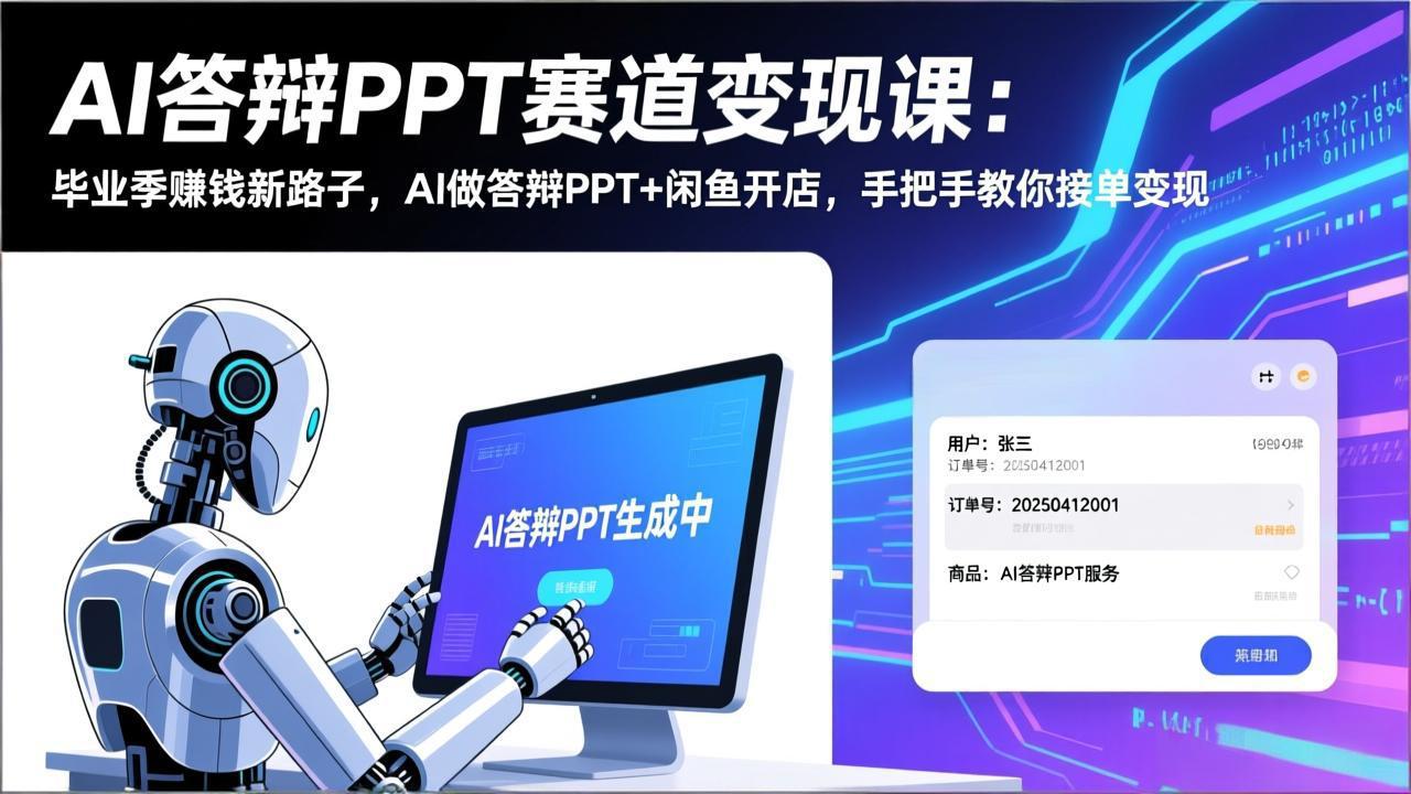 [热门给力项目]（17546期）AI答辩PPT赛道变现课(视频+文档)：毕业季赚钱新路子，AI做答辩PPT+闲鱼开店，教你接单变现-第1张图片-智慧创业网
