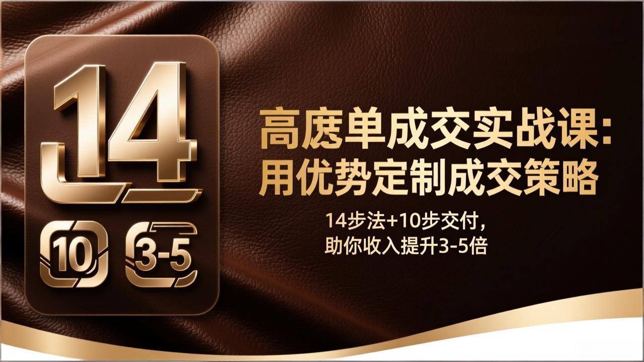 [营销-成交]（17572期）高客单成交实战课：用优势定制成交策略，14步法+10步交付，助你收入提升3-5倍