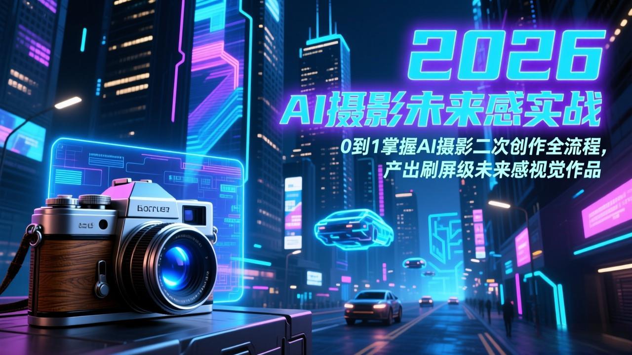 [短视频运营]（17584期）2026 AI摄影未来感实战：0到1掌握AI摄影二次创作全流程，产出刷屏级未来感视觉作品-第1张图片-智慧创业网