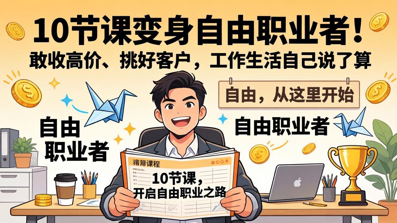 [国外项目]（17663期）10 节课变身自由职业者！敢收高价、挑好客户，工作生活自己说了算