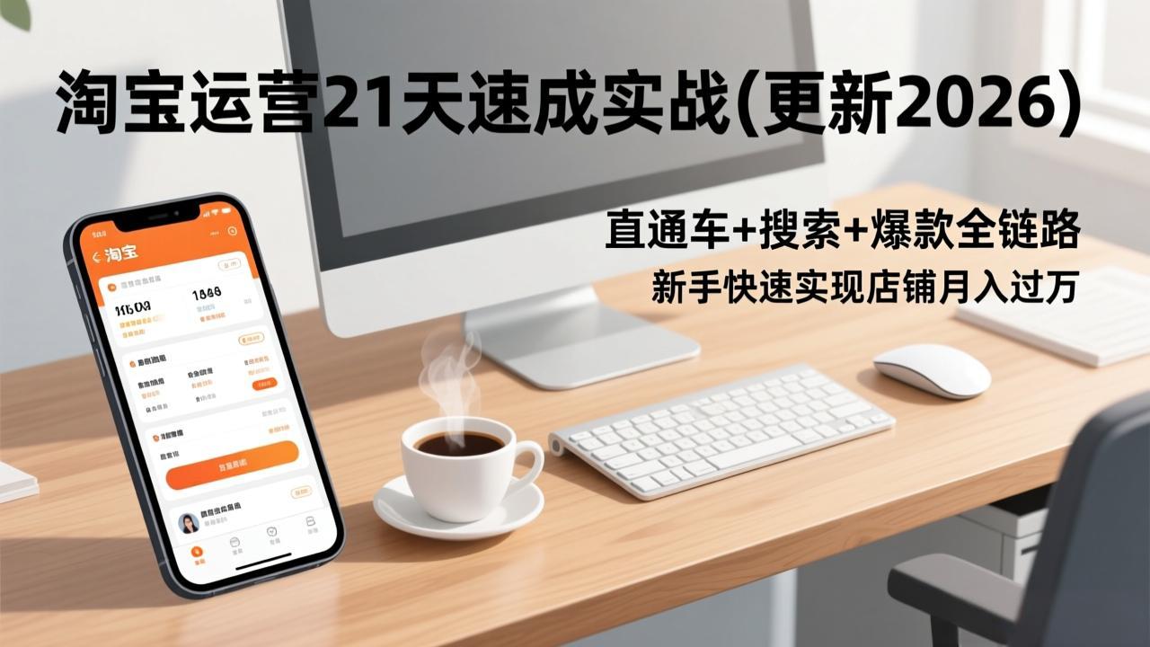 [国内电商]（17806期）淘宝运营21天速成实战(更新3月)，直通车+搜索+爆款全链路，新手快速实现店铺月入过万-第1张图片-智慧创业网