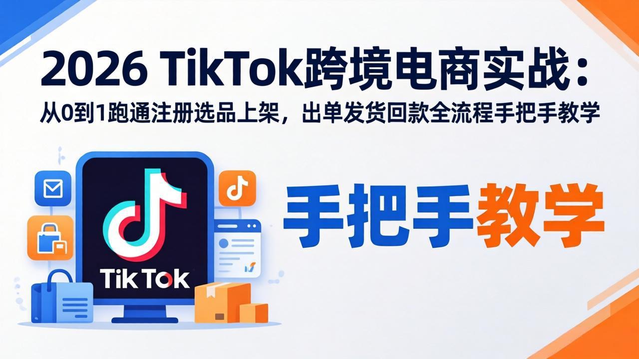 [跨境电商]（17850期）2026TikTok跨境电商实战：从0到1跑通注册选品上架，出单发货回款全流程手把手教学