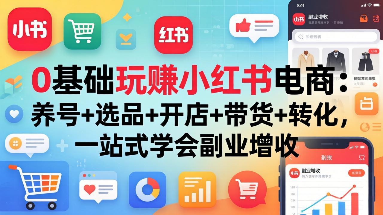 [小红书]（17949期）0基础玩赚小红书电商：养号+选品+开店+带货+转化，一站式学会副业增收