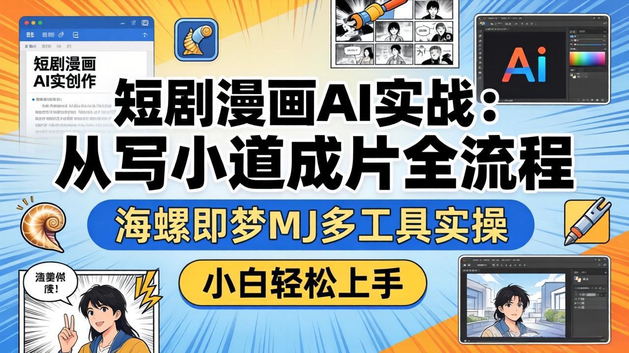 [人工智能]（17945期）短剧漫画AI实战：从写小说到成片全流程，海螺即梦MJ多工具实操，小白轻松上手