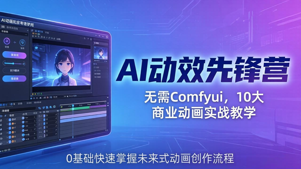 [人工智能]（18077期）AI 动效先锋营：无需Comfyui，10大商业动画实战教学，0基础快速掌握未来式动画创作流程-第1张图片-智慧创业网