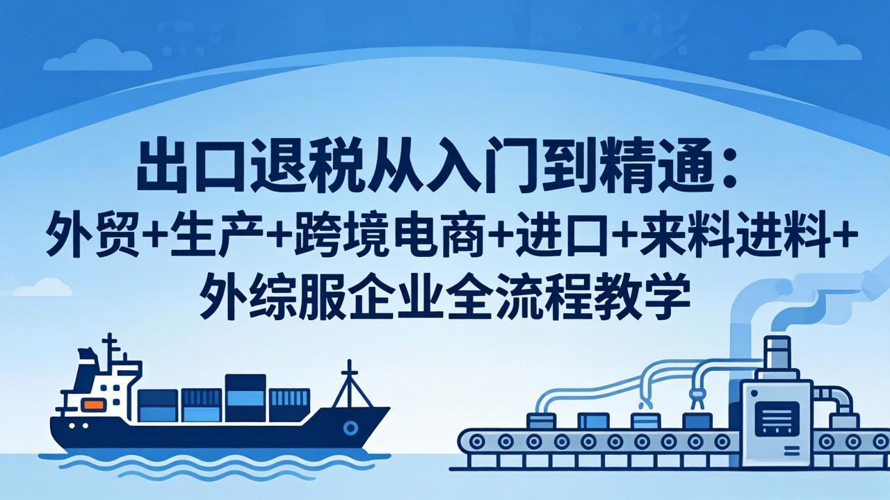 [跨境电商]（18065期）出口退税从入门到精通：外贸+生产+跨境电商+进口+来料进料+外综服企业全流程教学-第1张图片-智慧创业网