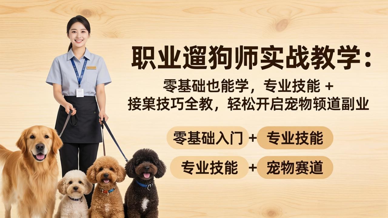[创业项目]（18115期）职业遛狗师实战教学：零基础也能学，专业技能 + 接单技巧全教，轻松开启宠物赛道副业-第1张图片-智慧创业网
