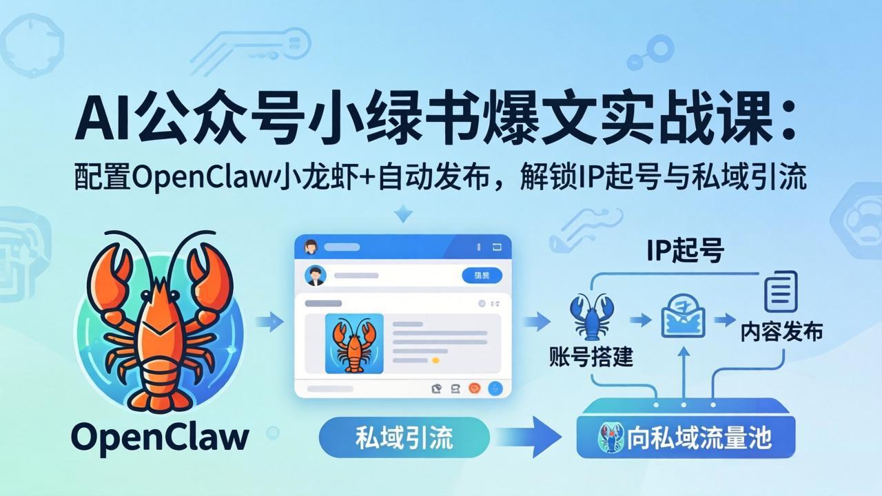 [公众号]（18132期）AI公众号小绿书变现实战课：小绿书爆文写作+OpenClaw自动发布，解锁IP起号与私域引流