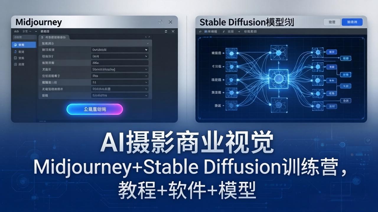 [人工智能]（18272期）AI摄影商业视觉Midjourney+Stable Diffusion训练营，教程+软件+模型