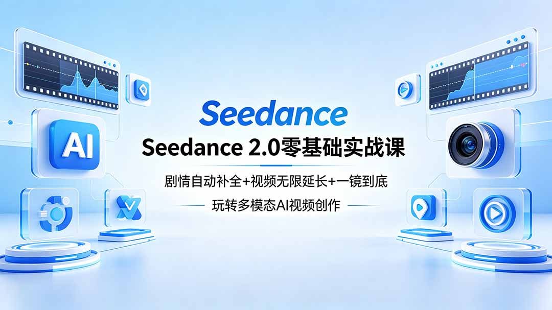 [AI人工智能]（18312期）Seedance 2.0零基础实战课：剧情自动补全+视频无限延长+一镜到底：玩转多模态AI视频创作-第1张图片-智慧创业网