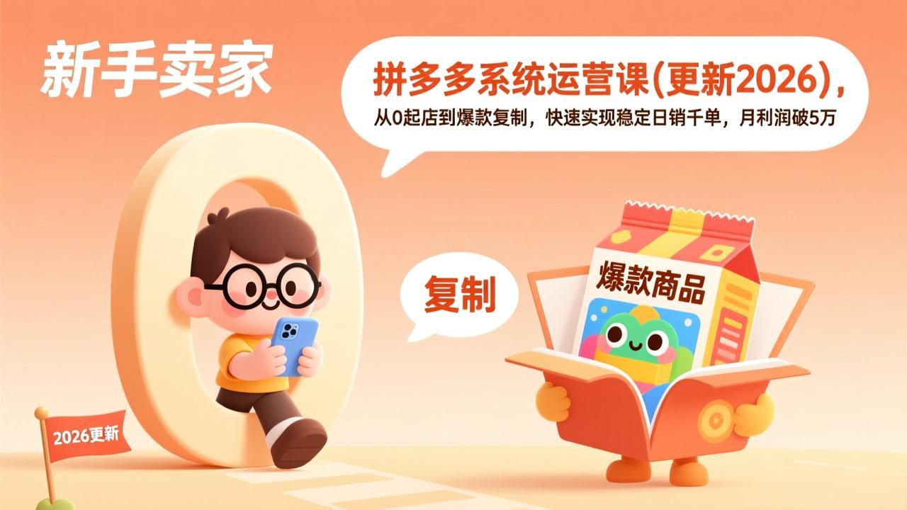 [国内电商]（18317期）拼多多系统运营课(更新4月)，从0起店到爆款复制，快速实现稳定日销千单，月利润破5万-第1张图片-智慧创业网