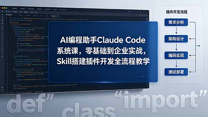 [AI人工智能]（18514期）AI 编程助手 Claude Code 系统课，零基础到企业实战，Skill 搭建插件开发全流程教学-第1张图片-智慧创业网