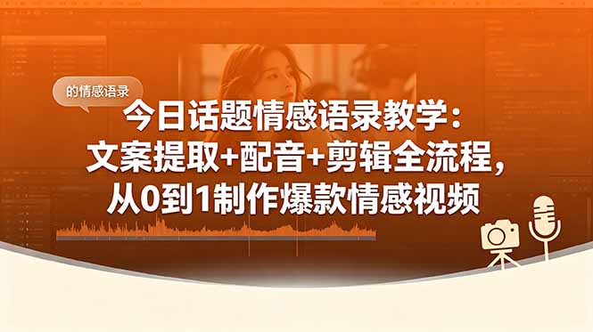 [短视频运营]（18719期）今日话题情感语录教学：文案提取+配音+剪辑全流程，从0到1制作爆款情感视频-第1张图片-智慧创业网